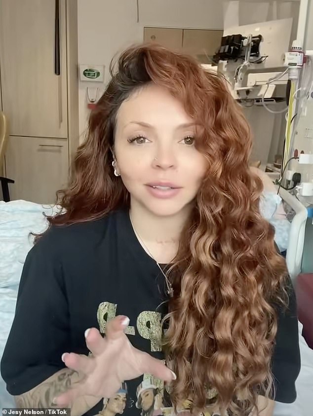 Jesy Nelson shared a baby update from her hospital bed as she gave fans a a look at her go-to 'must-haves' during pregnancy on TikTok on Friday